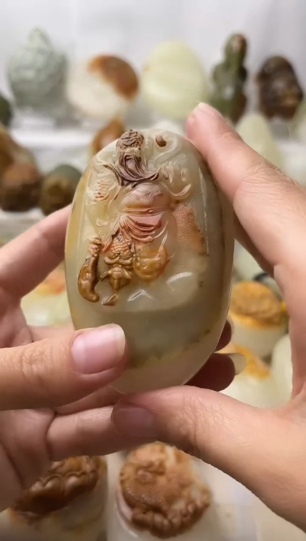 石材古青石棉纹正常不退换关公微瑕