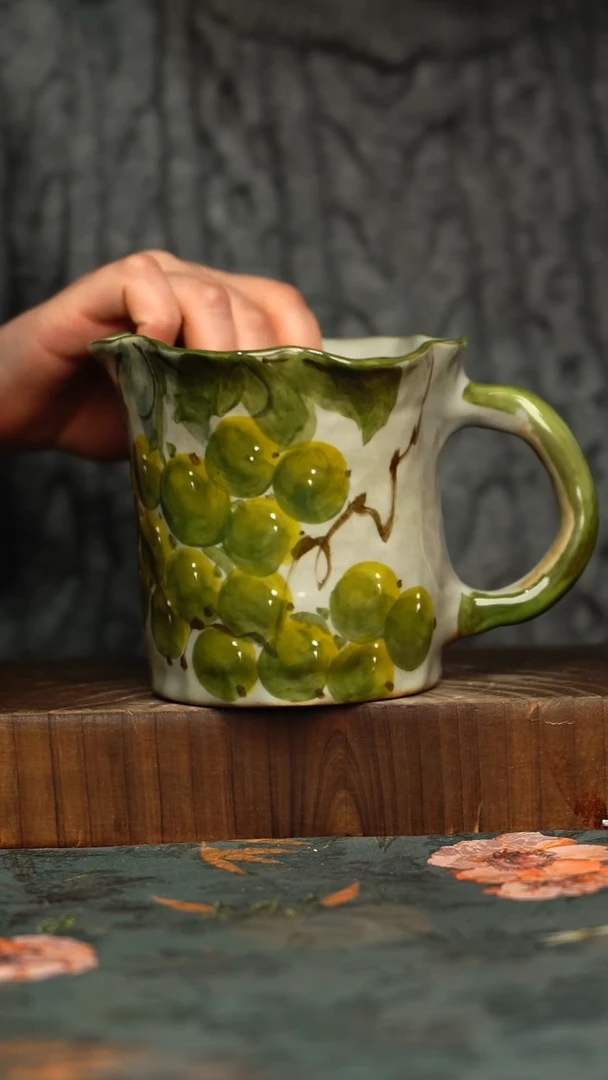 杯釉下彩手工手绘同款陶器