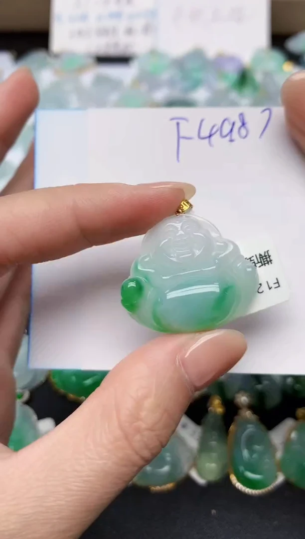 颈饰18K金镶嵌翡翠天然缅甸A货翡翠百元以上9元证书费自理