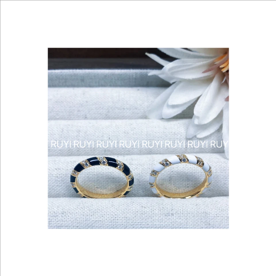 铜合金珐琅戒指  Ruyi如一【天鹅】黑白天鹅法郎戒指