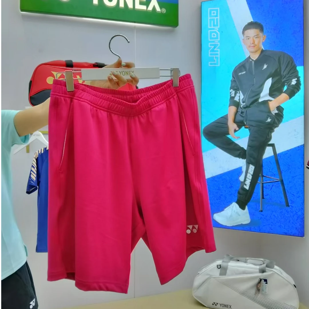 YONEX/尤尼克斯新款羽毛球运动短裤球服正品舒适速干吸汗红色