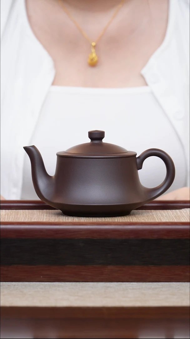 紫泥一帆风顺曲壶260cc宜兴紫砂壶