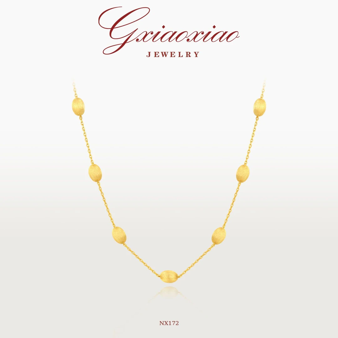 铜合金项链 轻奢气质高级中式百搭拉丝金色小豆子项链 NX172