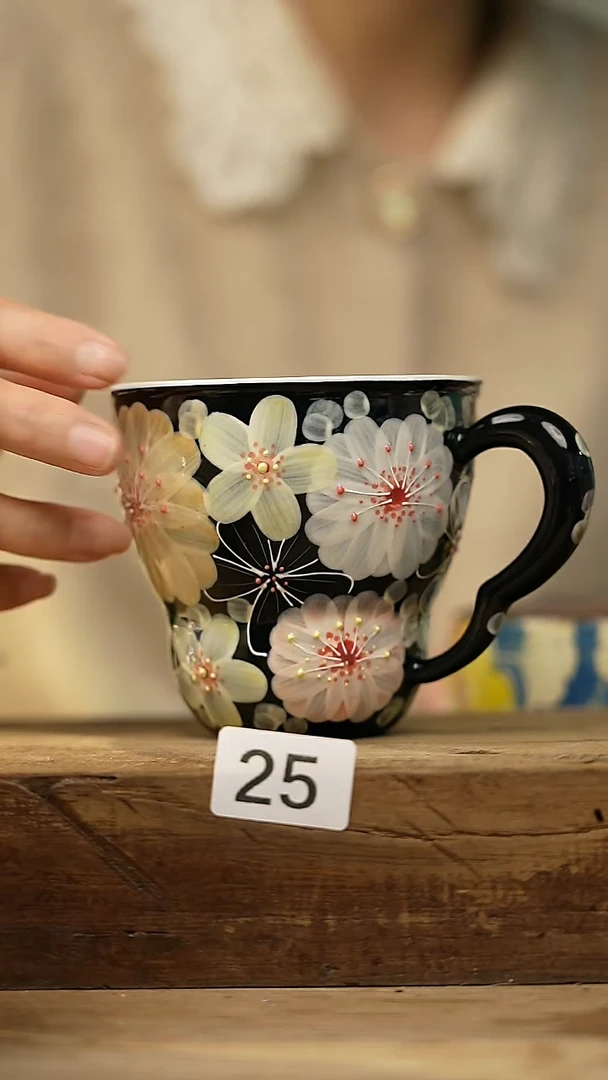 【闪购商品】瓷片设计师手作款 / 花满溪系列 咖啡杯