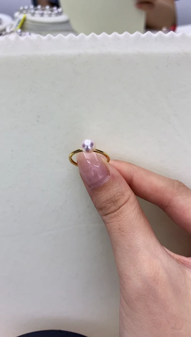 银S925镶嵌DA海水珍珠 akoya戒指 GD031