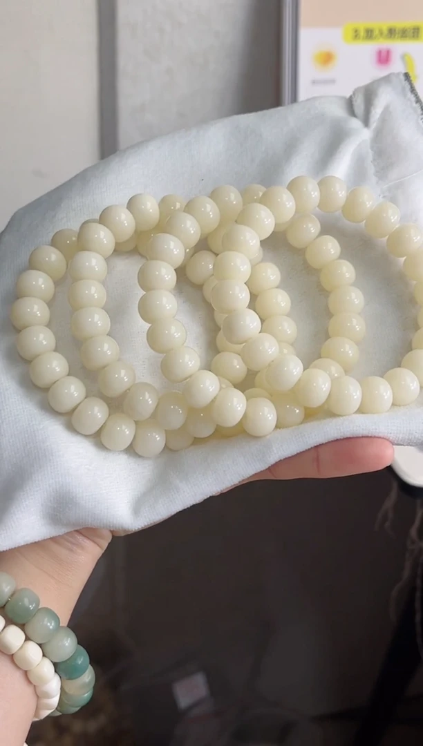 菩提根/象牙果手串R89羊脂白玉化算盘9*12手串现穿
