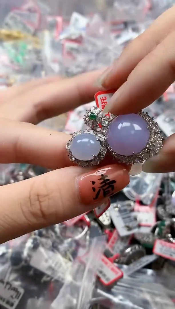 银S925镶嵌戒指翡翠天然A货缅甸翡翠