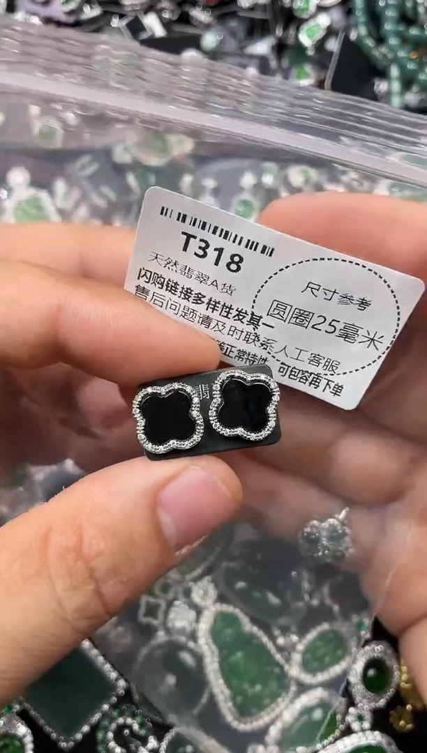 翡翠未镶嵌颈饰T318耳钉