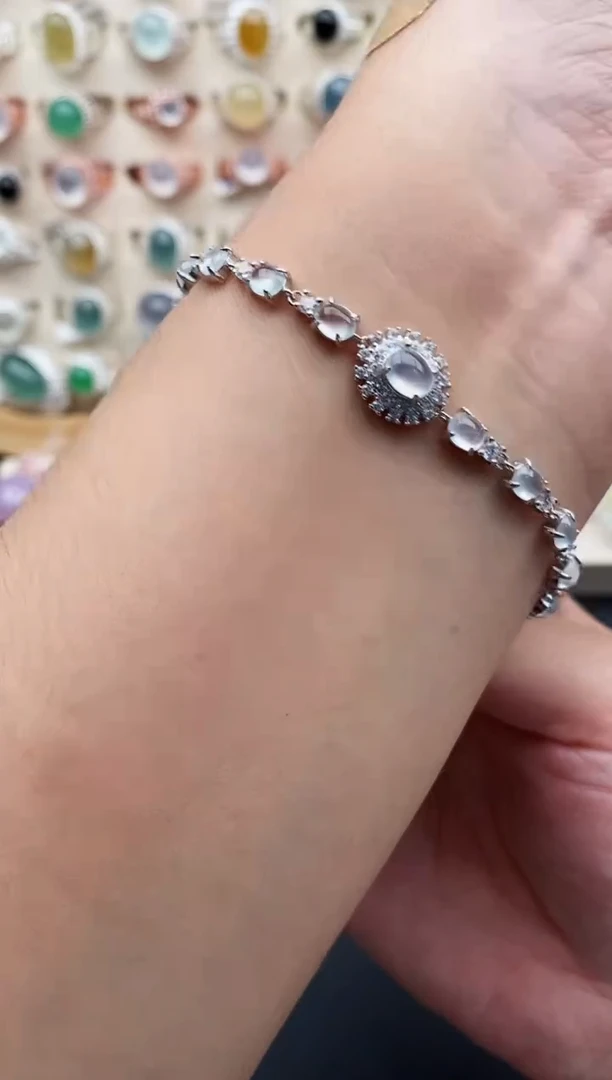 银S925镶嵌戒指翡翠天然缅甸翡翠A货111-2-4