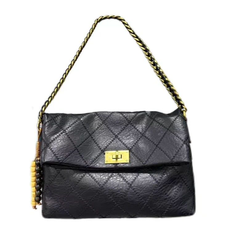 【佐伊甄选】SD-50191-复古黑轻奢女士时尚潮流通勤腋下斜挎包