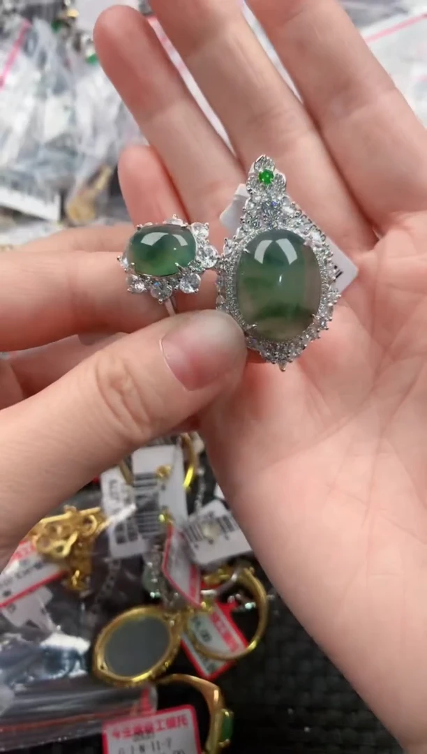 银S925镶嵌戒指翡翠333   5