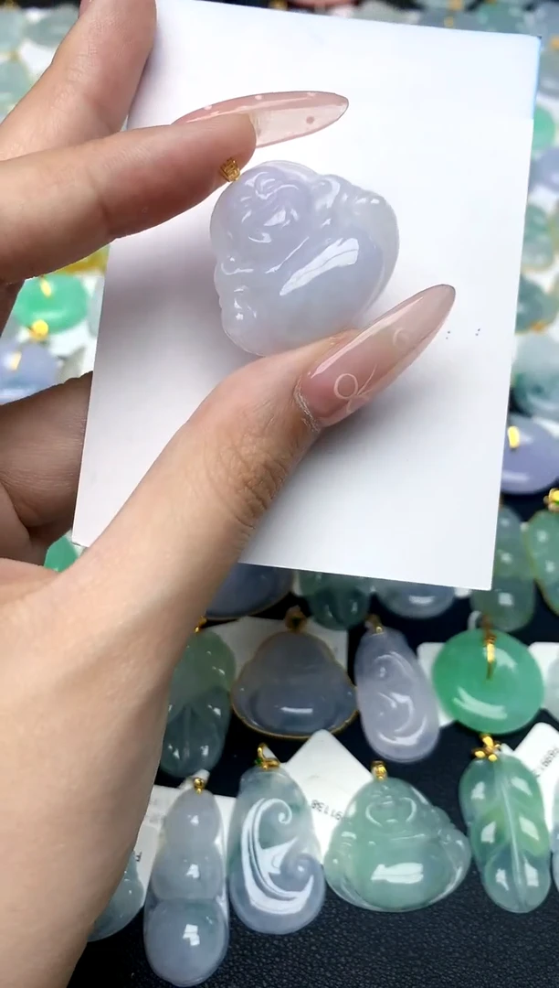 翡翠18K金镶嵌颈饰天然A货翡翠