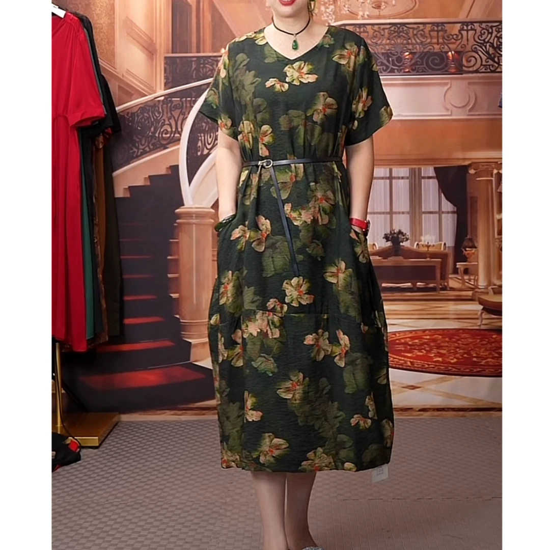 5719 夏季新款时尚气质百搭修身显瘦女士重磅国风灯笼裙