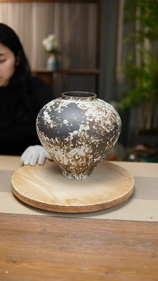 【闪购商品】陶瓷  花器诧寂黑月亮罐