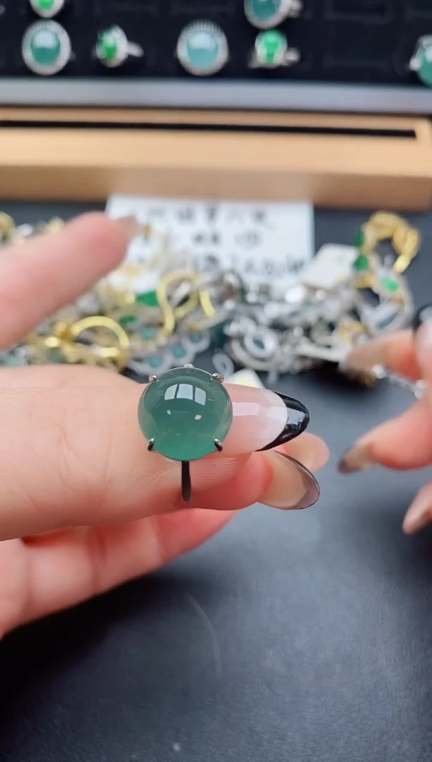银S925镶嵌戒指翡翠50850