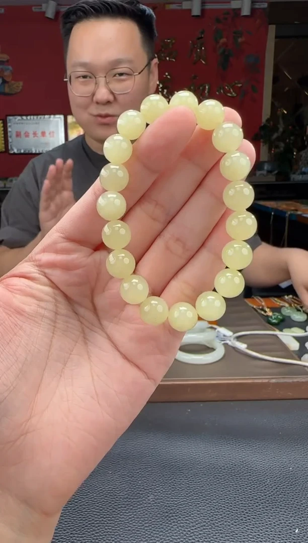 手串未镶嵌和田玉蜂蜜水单圈手串