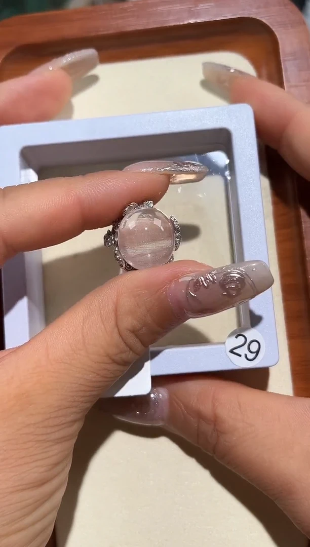 银S925镶嵌戒指水晶肉****?定制