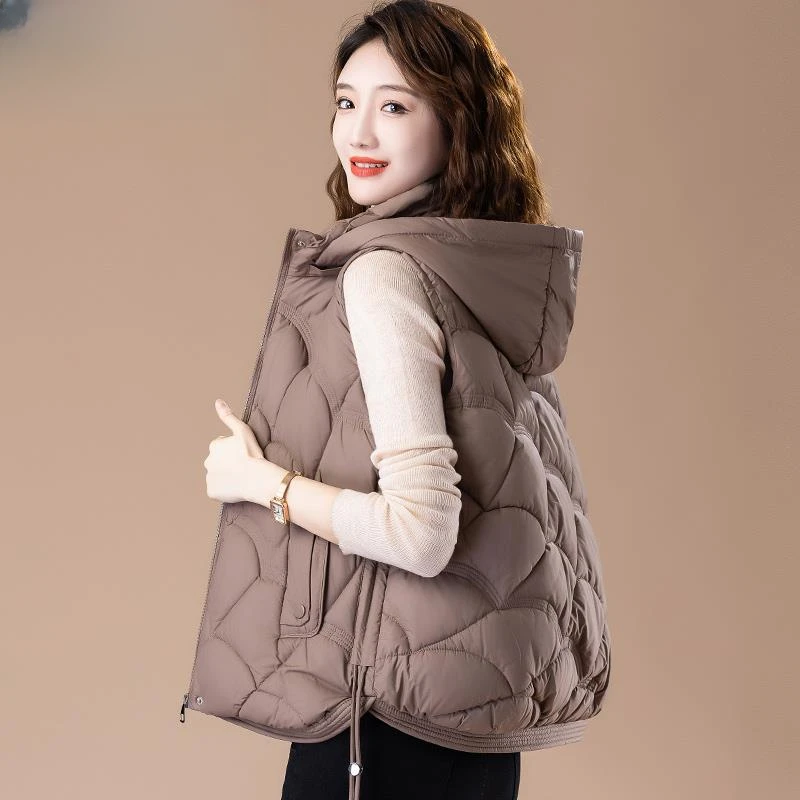 啄木鳥棉马甲女秋冬可拆卸帽坎肩外搭马夹背心新款2025年宽松外套