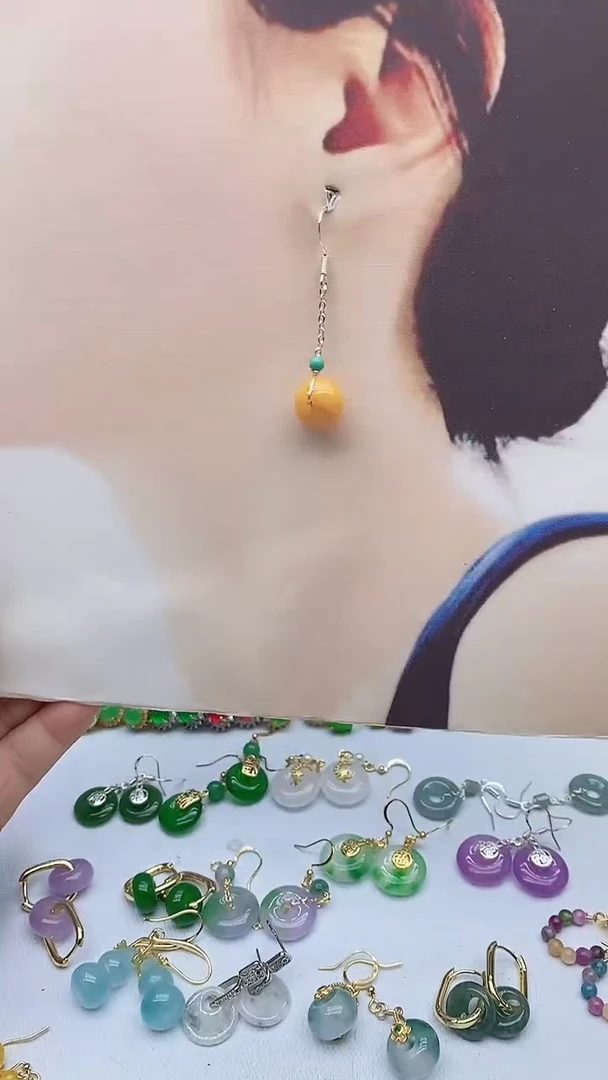 蜜蜡银S925镶嵌耳饰304蜜蜡