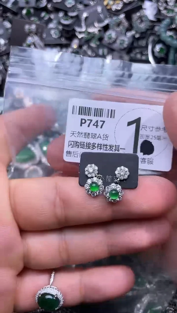 【闪购商品】翡翠颈饰未镶嵌P747耳钉