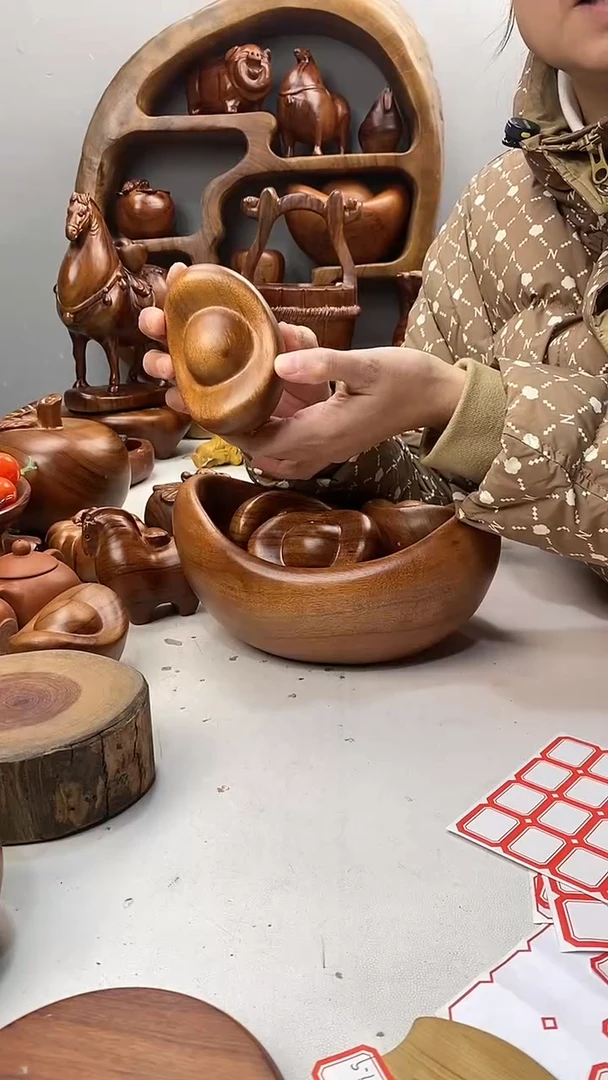 香樟木A微瑕7小元宝2个/组/尺寸10*7