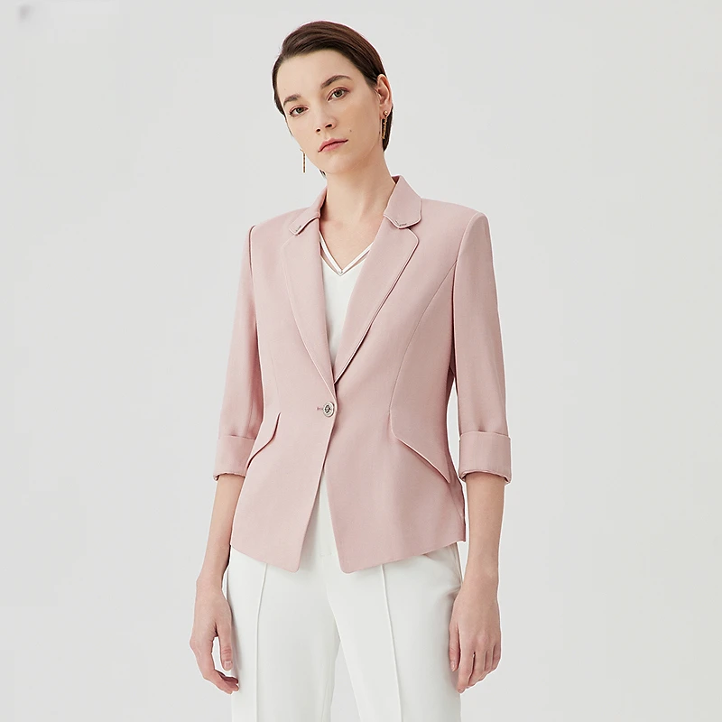 赢智尚2024春季新款西装西服女外套女雾粉色时尚职场职业ZA01844