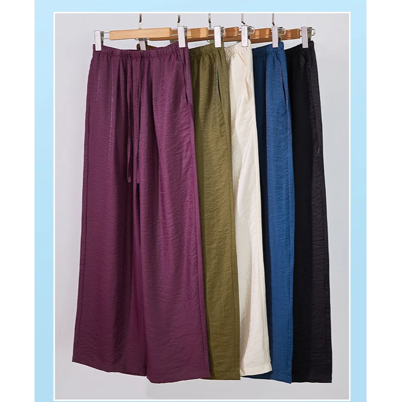 夏日凉凉-阔腿直筒垂感慵懒风香云裤