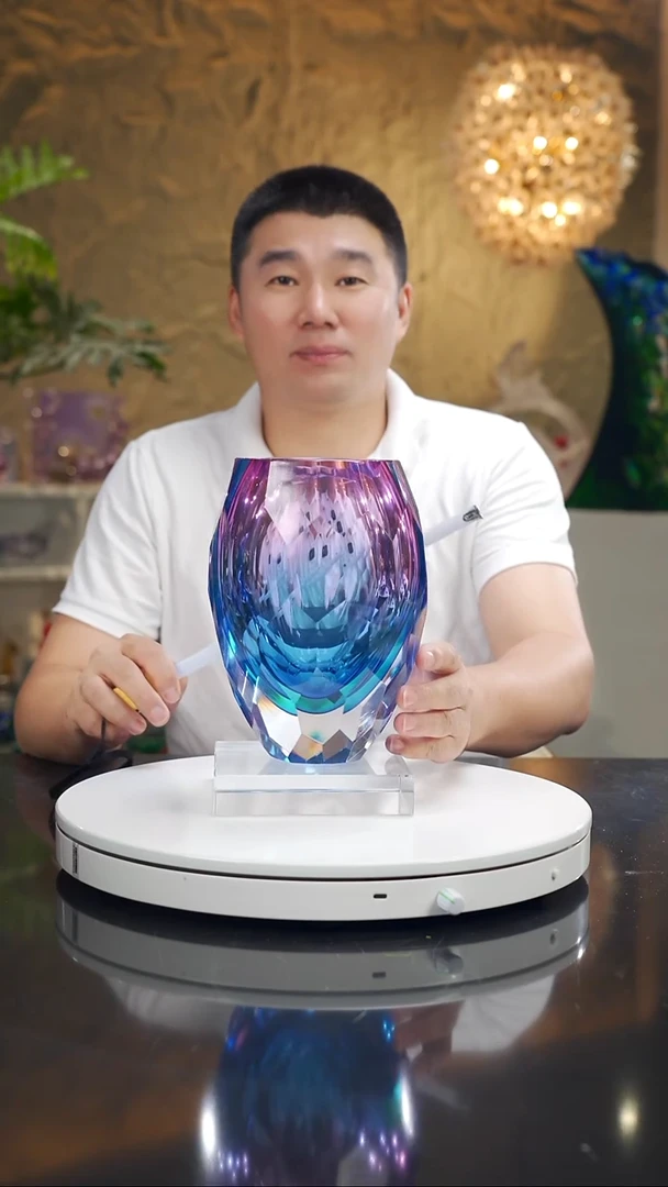 摆件福利金红蓝切面花瓶