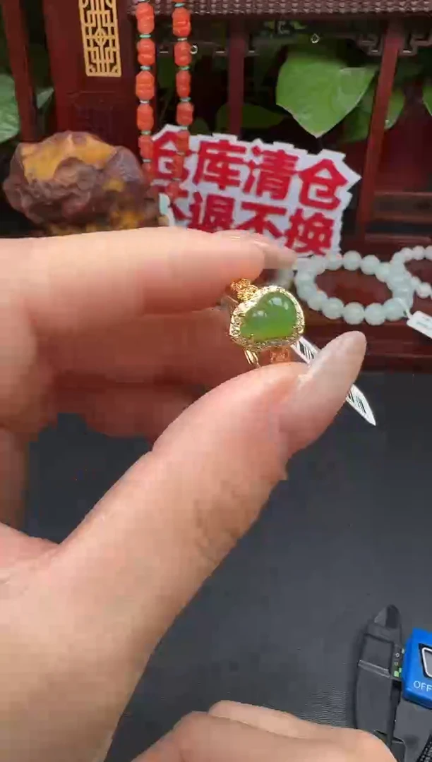 银S925镶嵌戒指和田玉ts55戒指多样性发其一