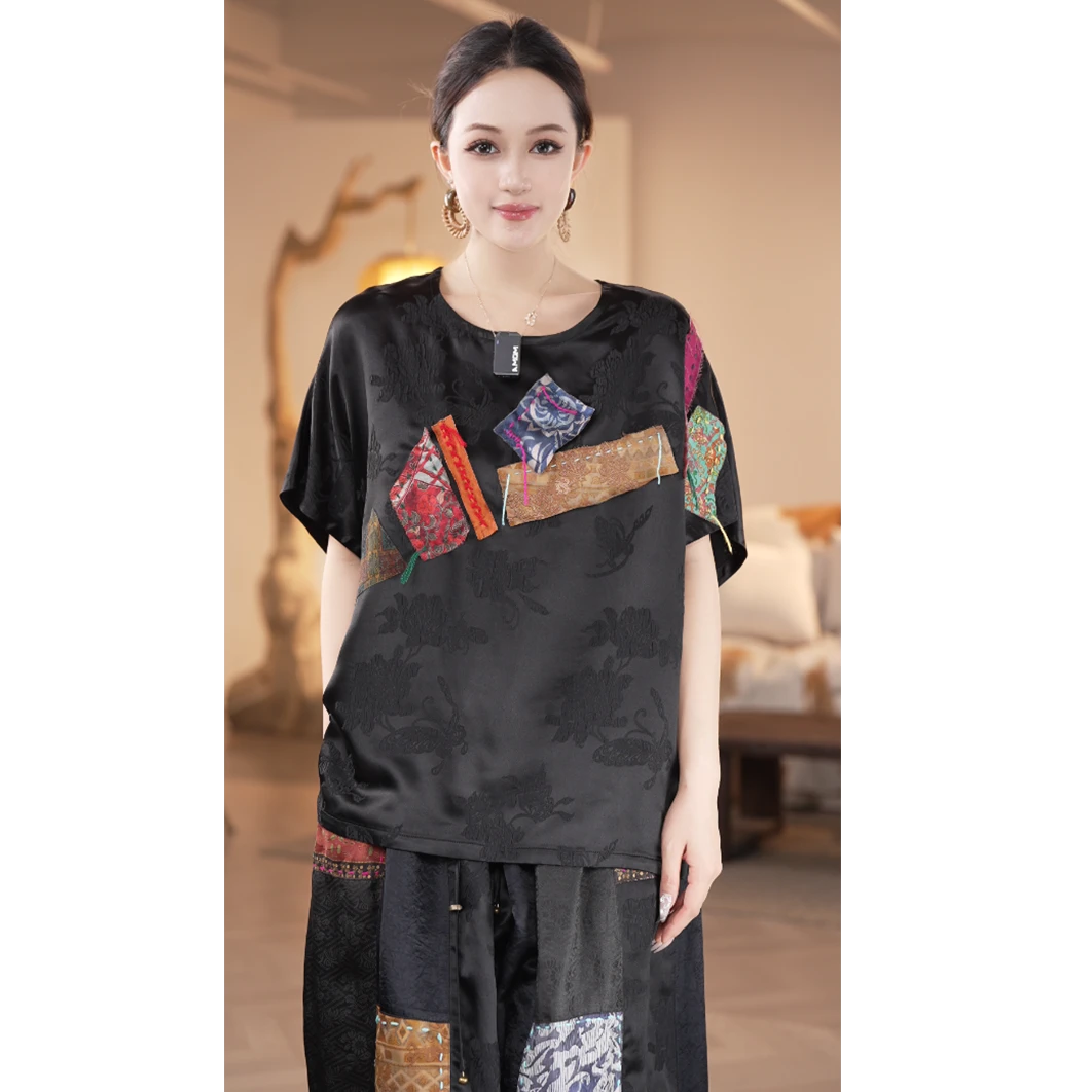 【镶守·唯一】新中式时尚休闲潮酷复古洋气轻奢古风上衣短袖G3982-1