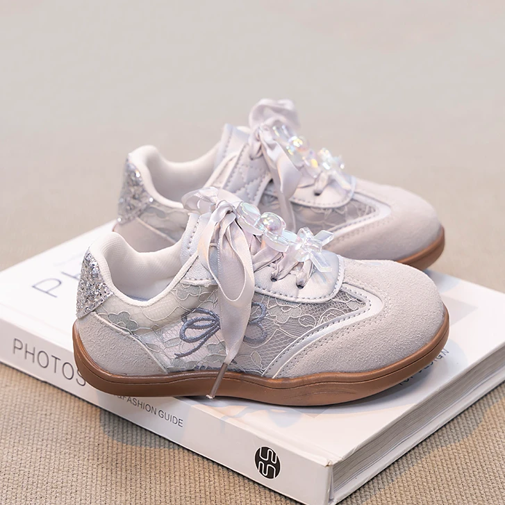 ABC女童德训鞋2025春夏新款儿童鞋子网面透气板鞋女孩单网运动鞋