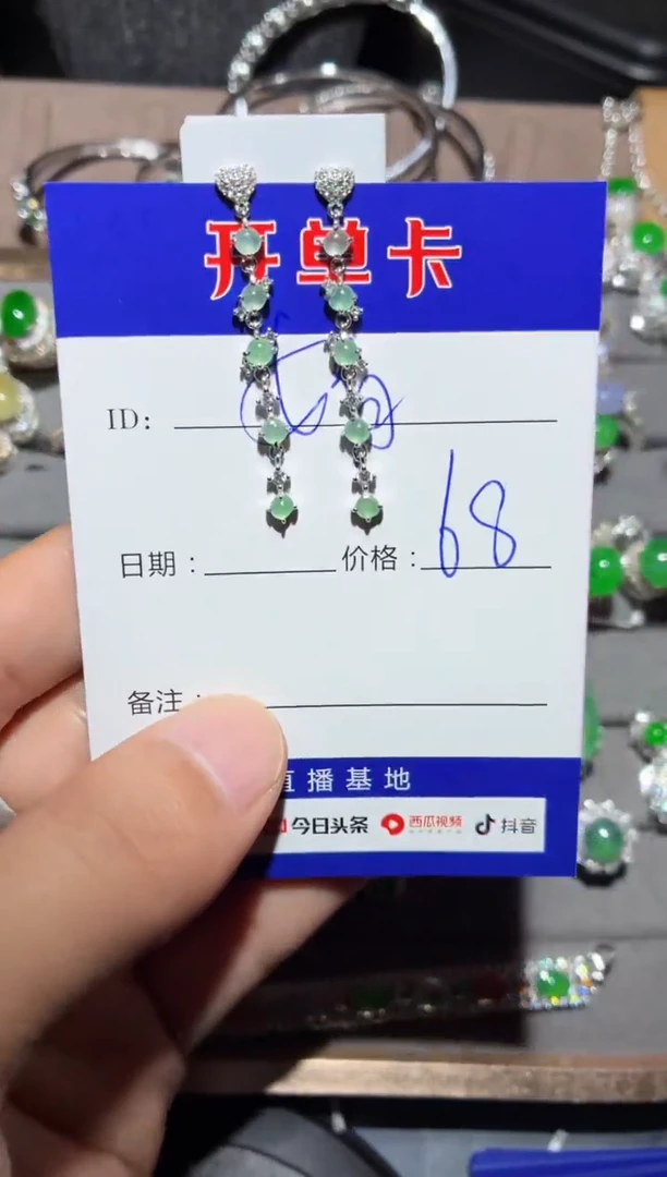 翡翠银S925镶嵌耳饰 婧婧