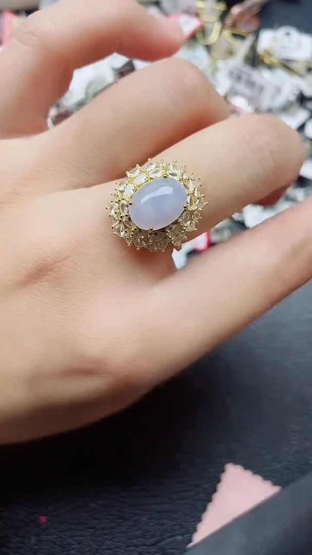 银S925镶嵌戒指翡翠1