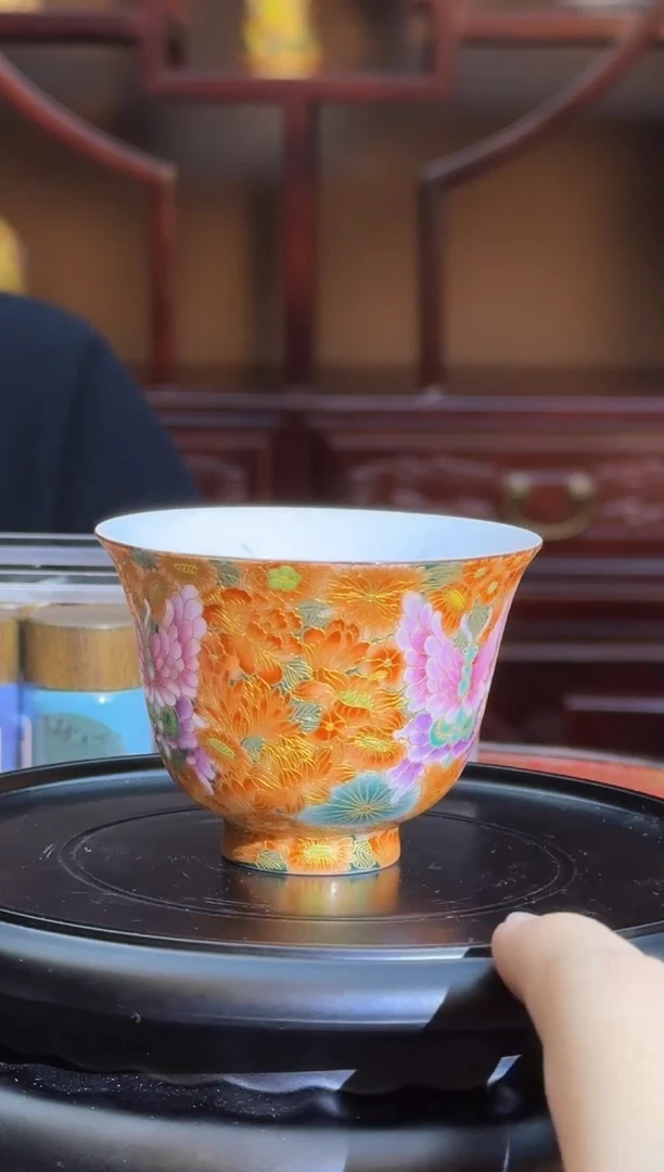 摆件冯宗凡掐丝玲珑蝶恋花杯23带证书