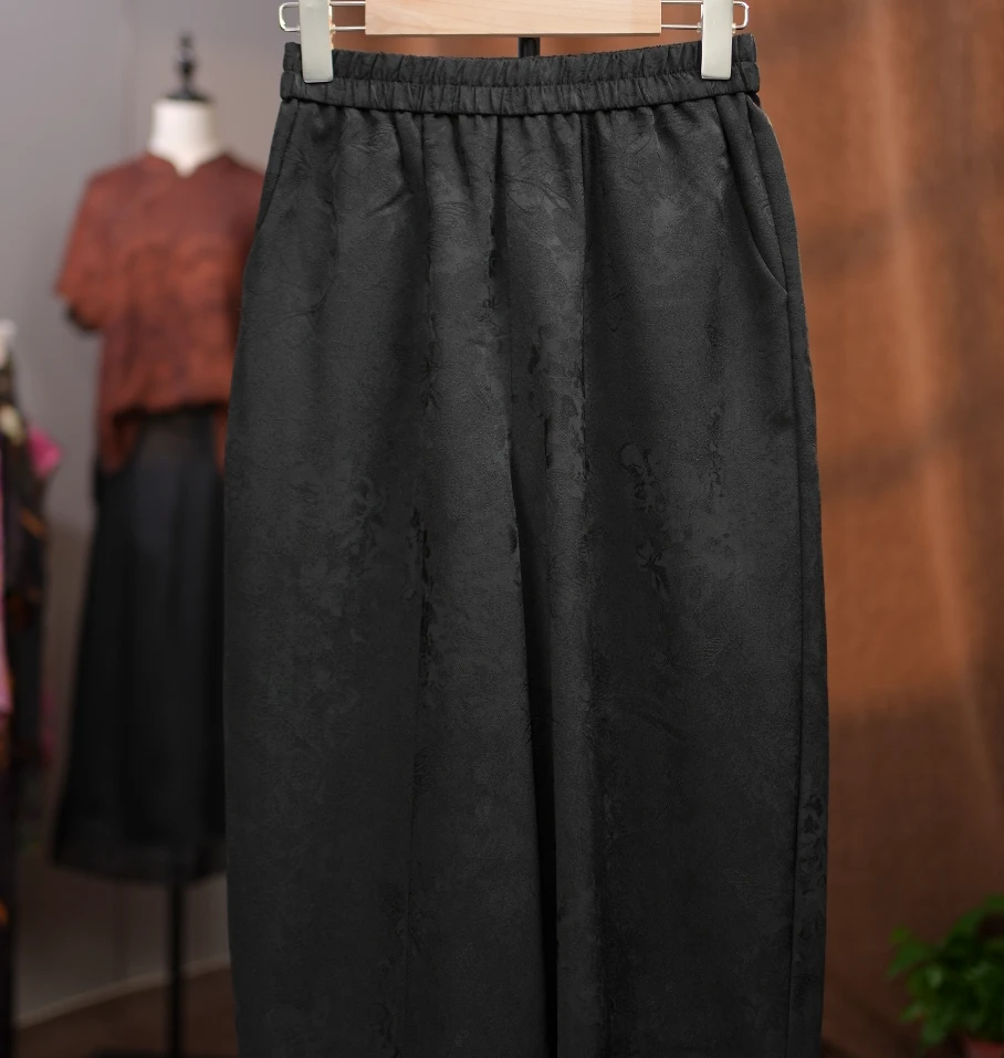 1831提花百搭休闲气质宽松显瘦气质花苞裤...