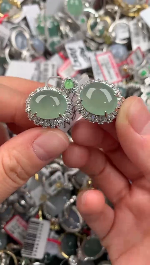 银S925镶嵌戒指翡翠111             3