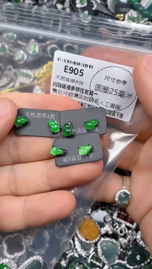 颈饰未镶嵌翡翠E905耳钉 多样性发其一