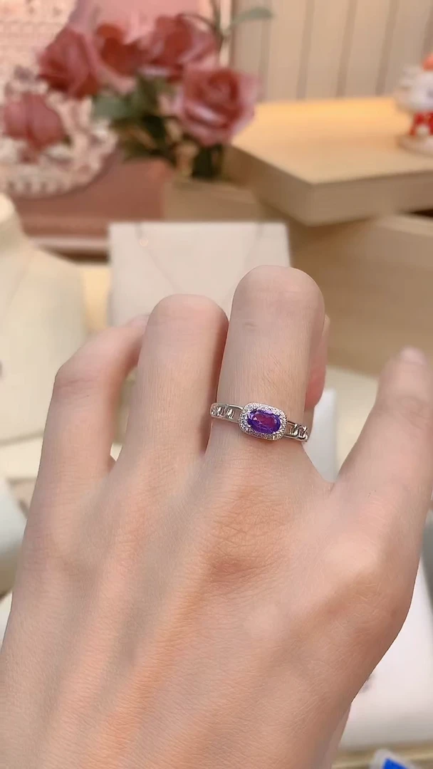 银S925镶嵌戒指紫晶甄嬛