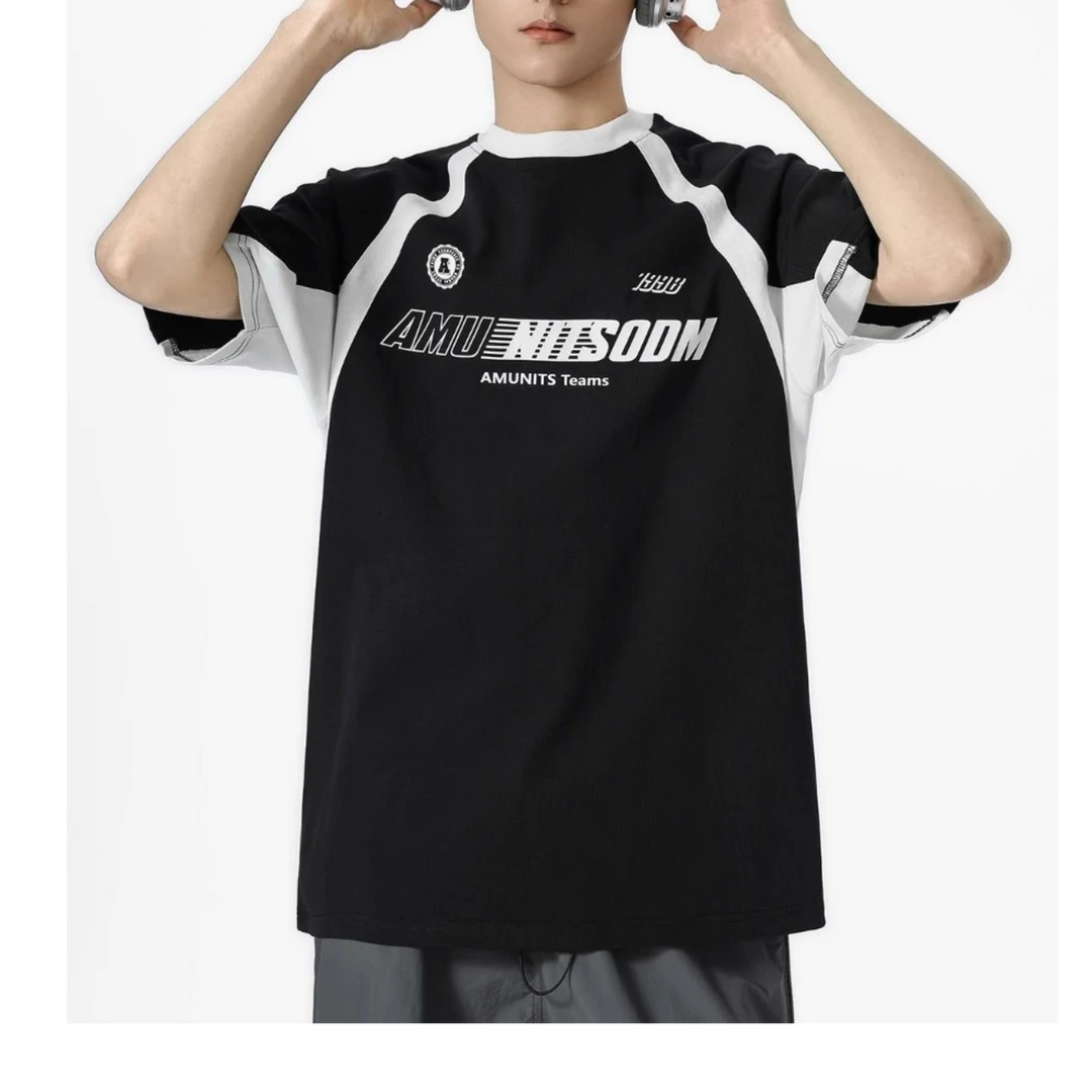 索罗娜拼凉感袖短袖T恤宽松ins运动男女夏季情侣 MT24027S