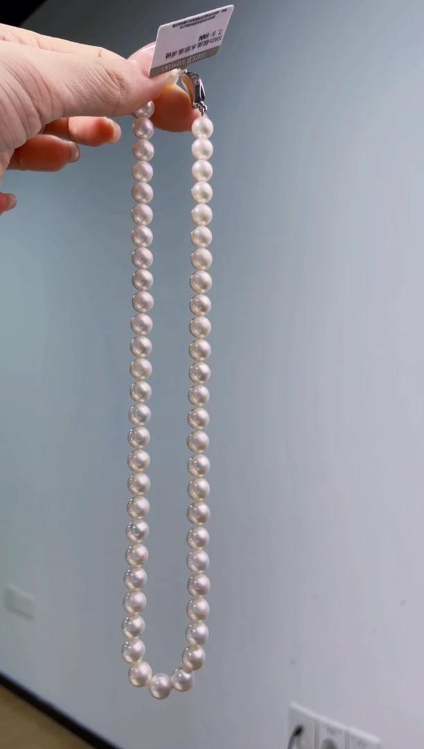 项链银S925镶嵌淡水珍珠7.5-8.MM