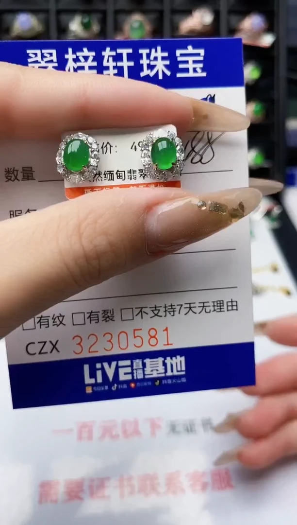 翡翠戒指银S925镶嵌0581