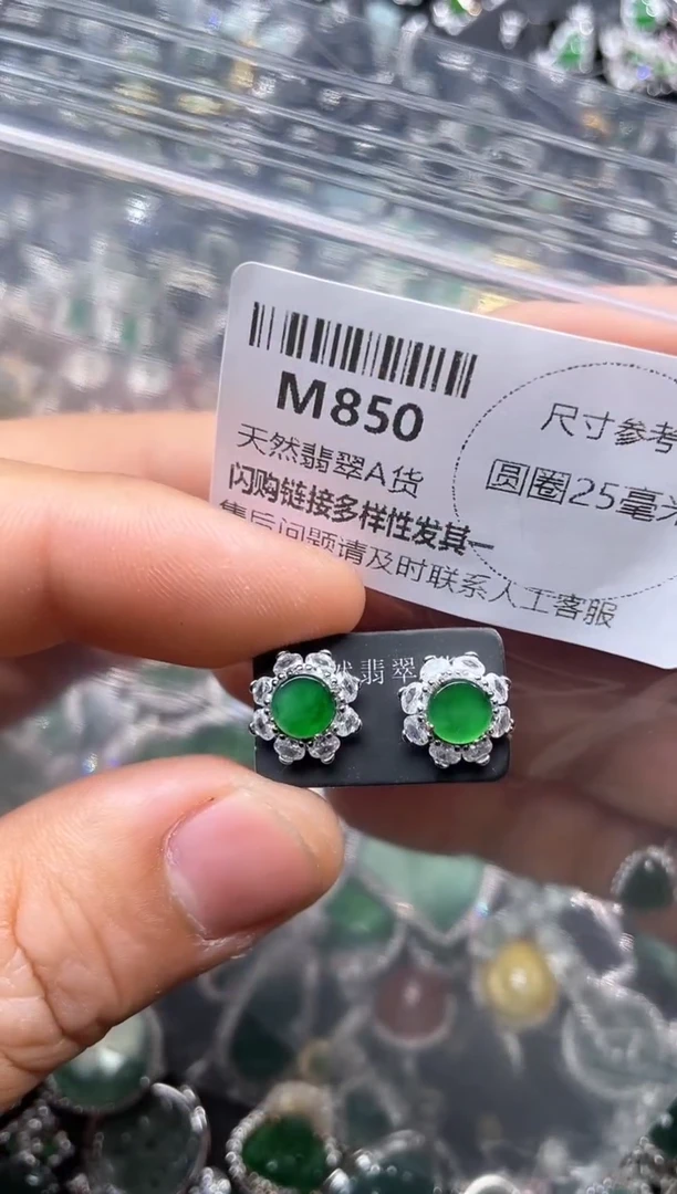 【闪购商品】翡翠颈饰未镶嵌M850耳钉