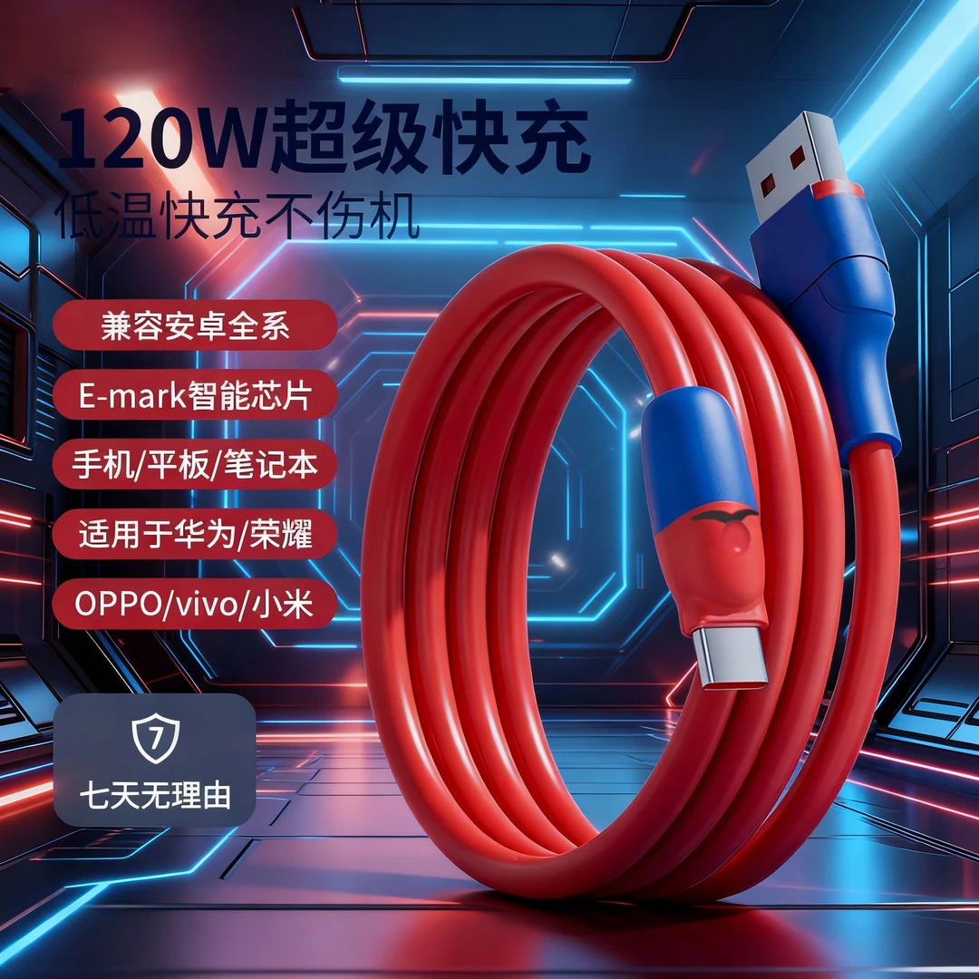 6A闪充充电线Type-C数据线适用于OPPO荣耀vivo华为全兼容数据线