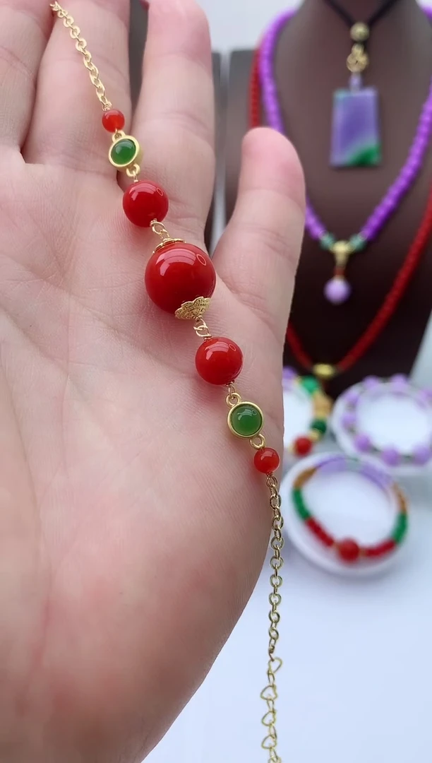 【闪购商品】翡翠手链14K金镶嵌S287手链