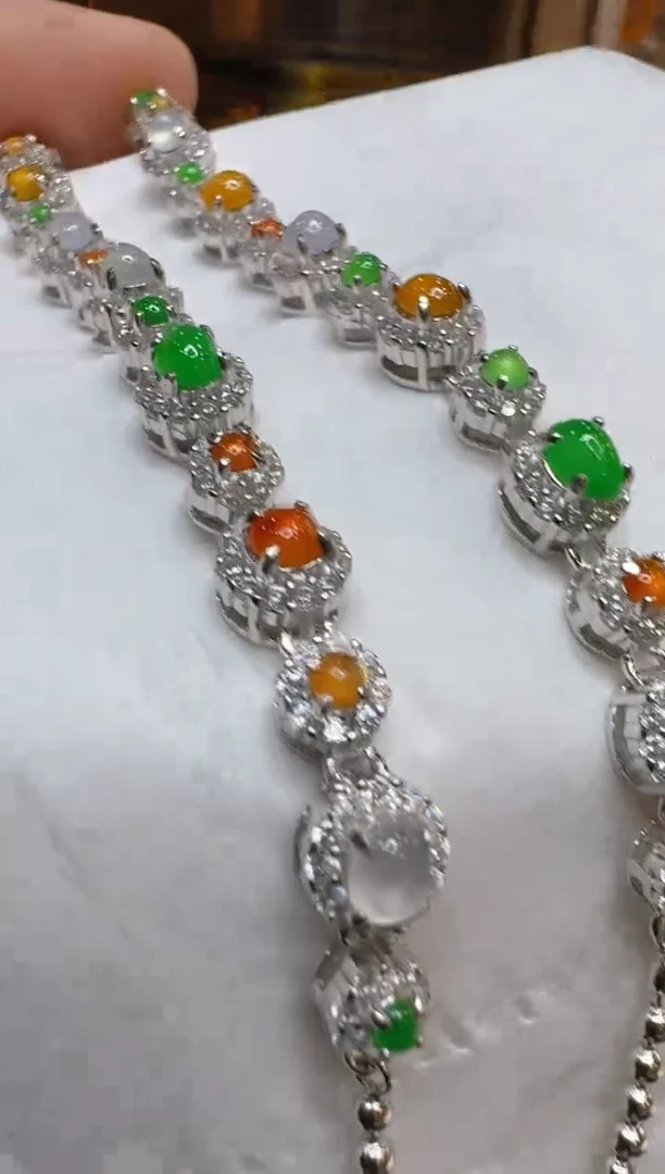 银S925镶嵌手链翡翠多样性团购发一件