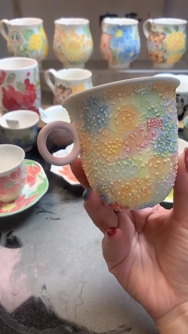 一味*手绘*繁花杯