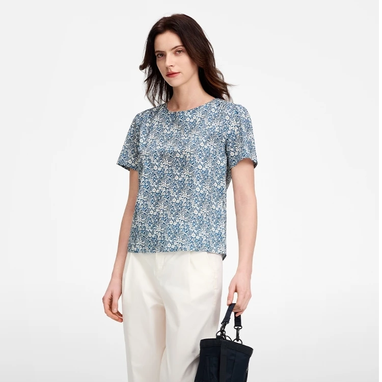 【25年春夏新品】AIGLE艾高欧若风纯棉时尚印花短袖衬衫女士BH92