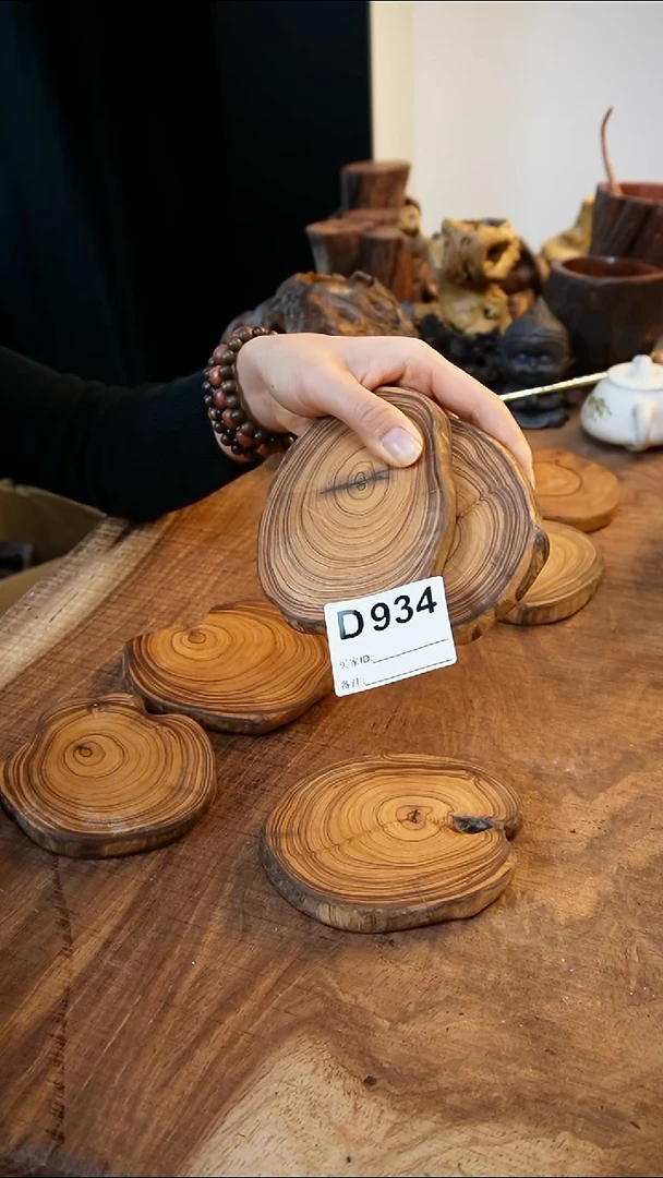 D934鹰瞳木作手工工艺杯垫2个