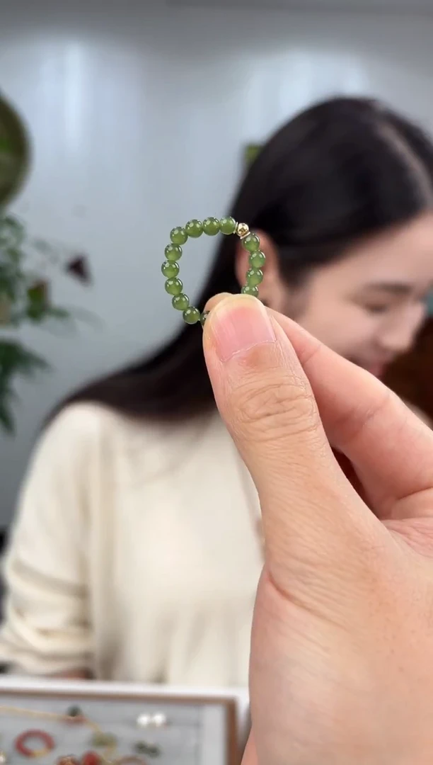 18K金镶嵌戒指和田玉长夏戒指