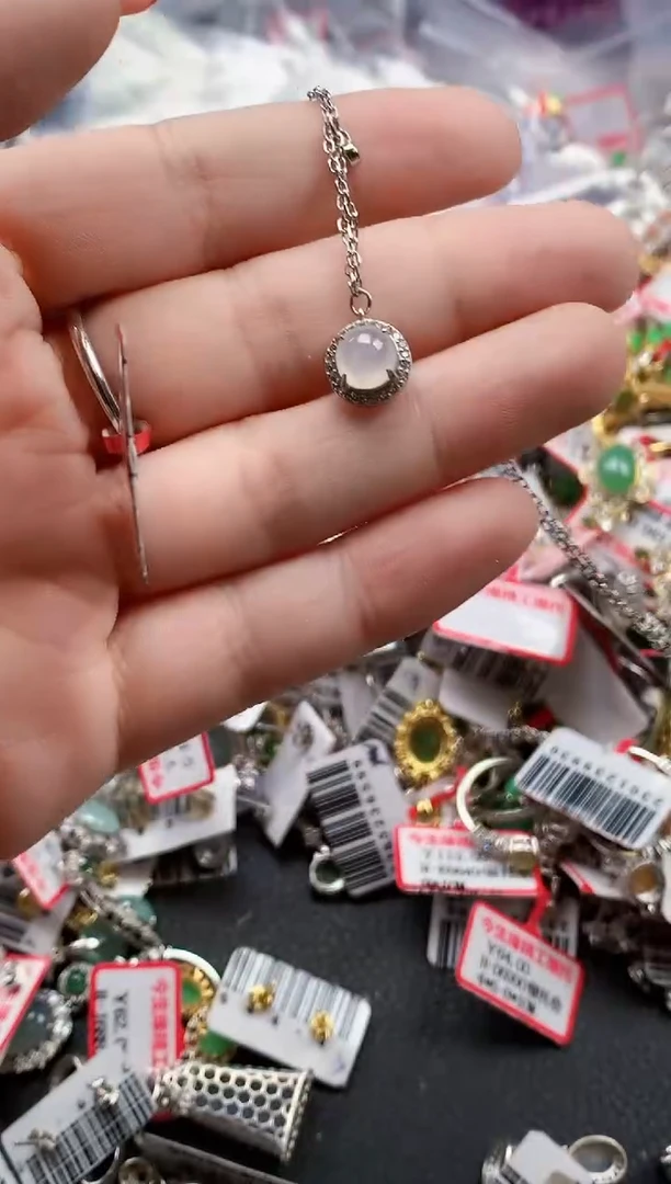 银S925镶嵌戒指翡翠天然A货缅甸翡翠